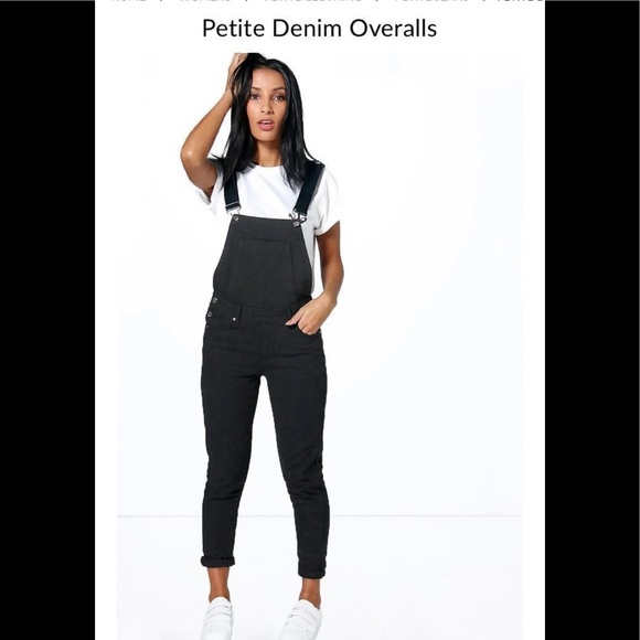 Boohoo Petite Pants - Boohoo petite black denim overalls